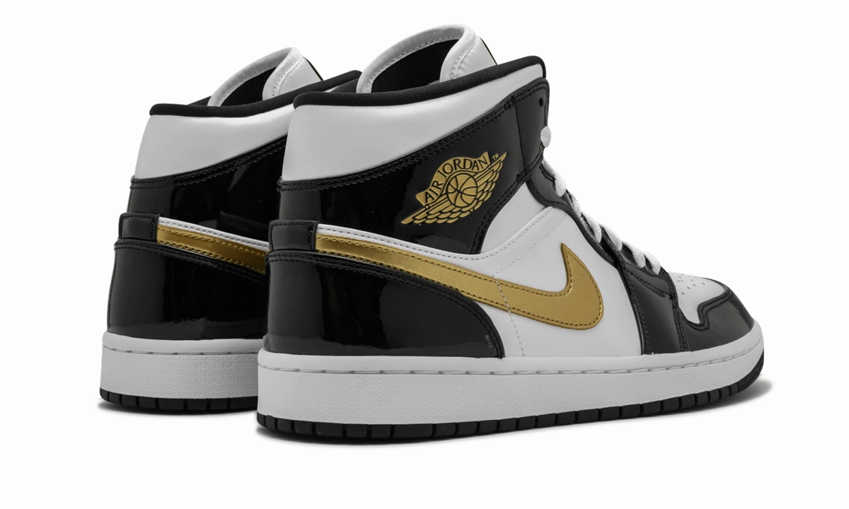 Air Jordan 1 Mid SE "Black Gold Patent Leather" Tailored durability Stylish Pick