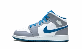 Easy Motion Trend-setting wear Air Jordan 1 Mid GS "Cement / True Blue"