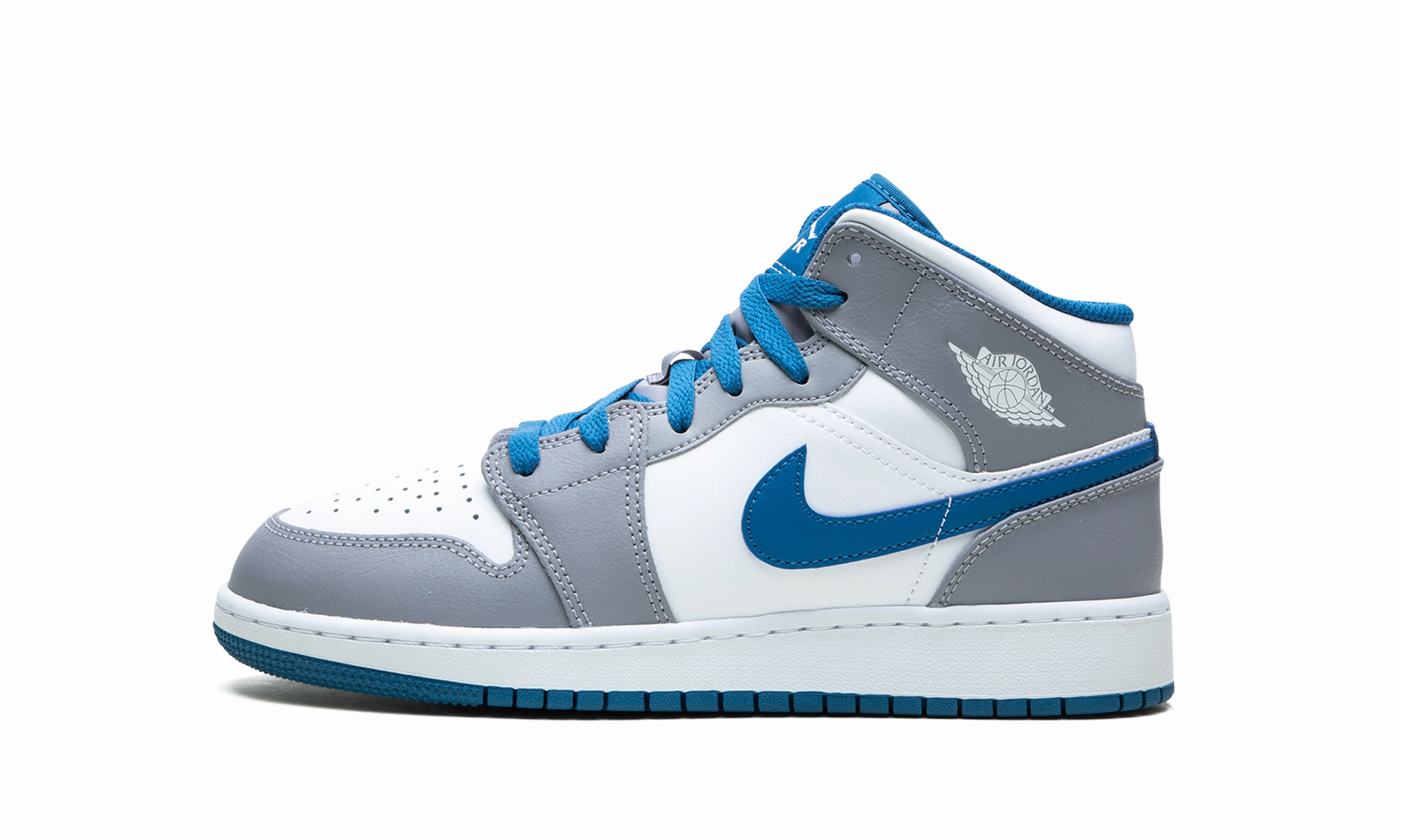 Easy Motion Trend-setting wear Air Jordan 1 Mid GS "Cement / True Blue"