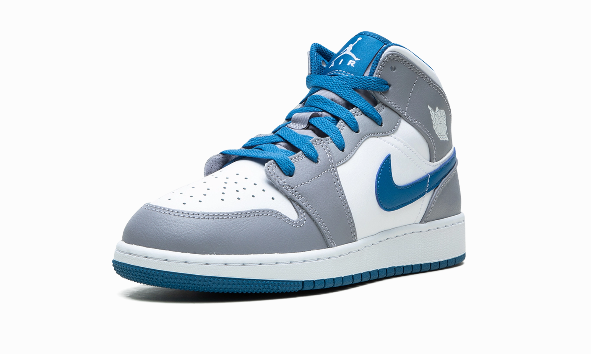 Air Jordan 1 Mid GS "Cement / True Blue" High Traction