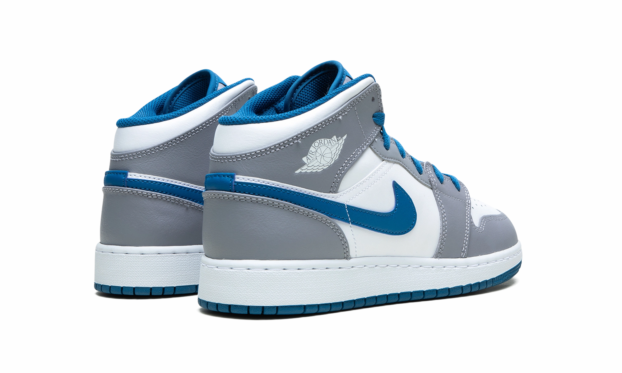 Air Jordan 1 Mid GS "Cement / True Blue" All-day Traction Chill Walks