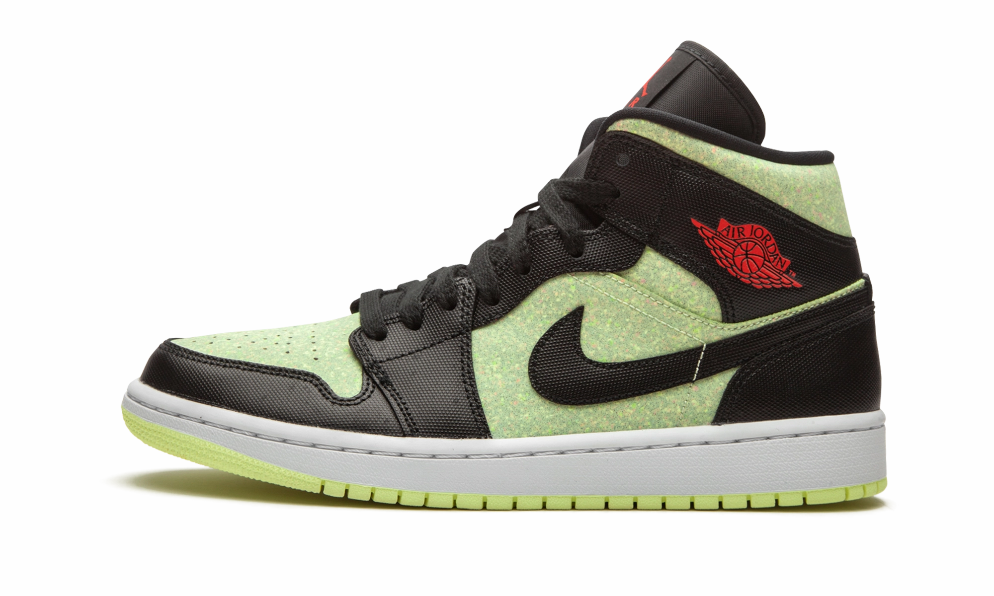 AIR JORDAN 1 MID SE WMNS "Barely Volt / Chile Red" Soft Leather Finish Urban Comfort
