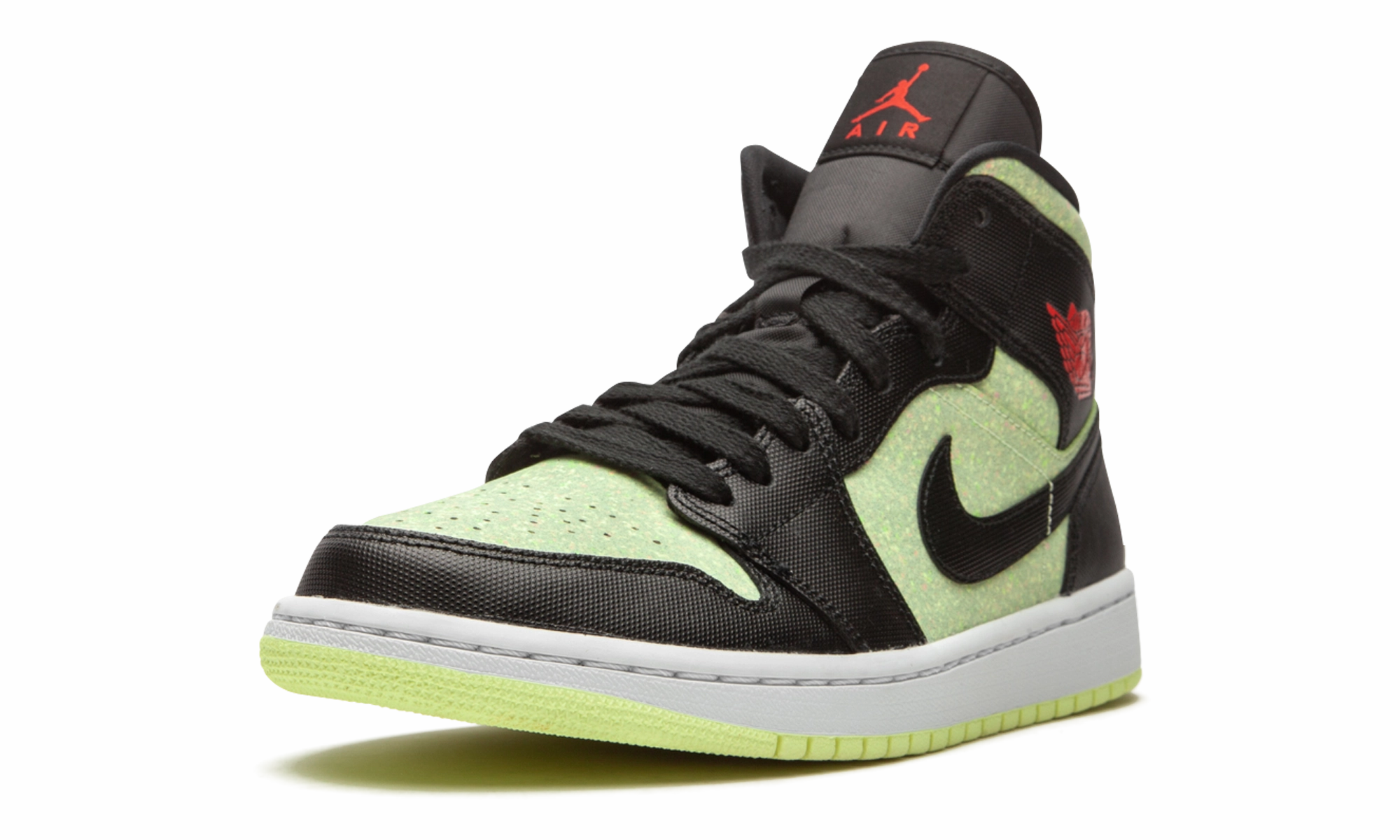 AIR JORDAN 1 MID SE WMNS "Barely Volt / Chile Red" Athletic Footwear Shock Absorbent