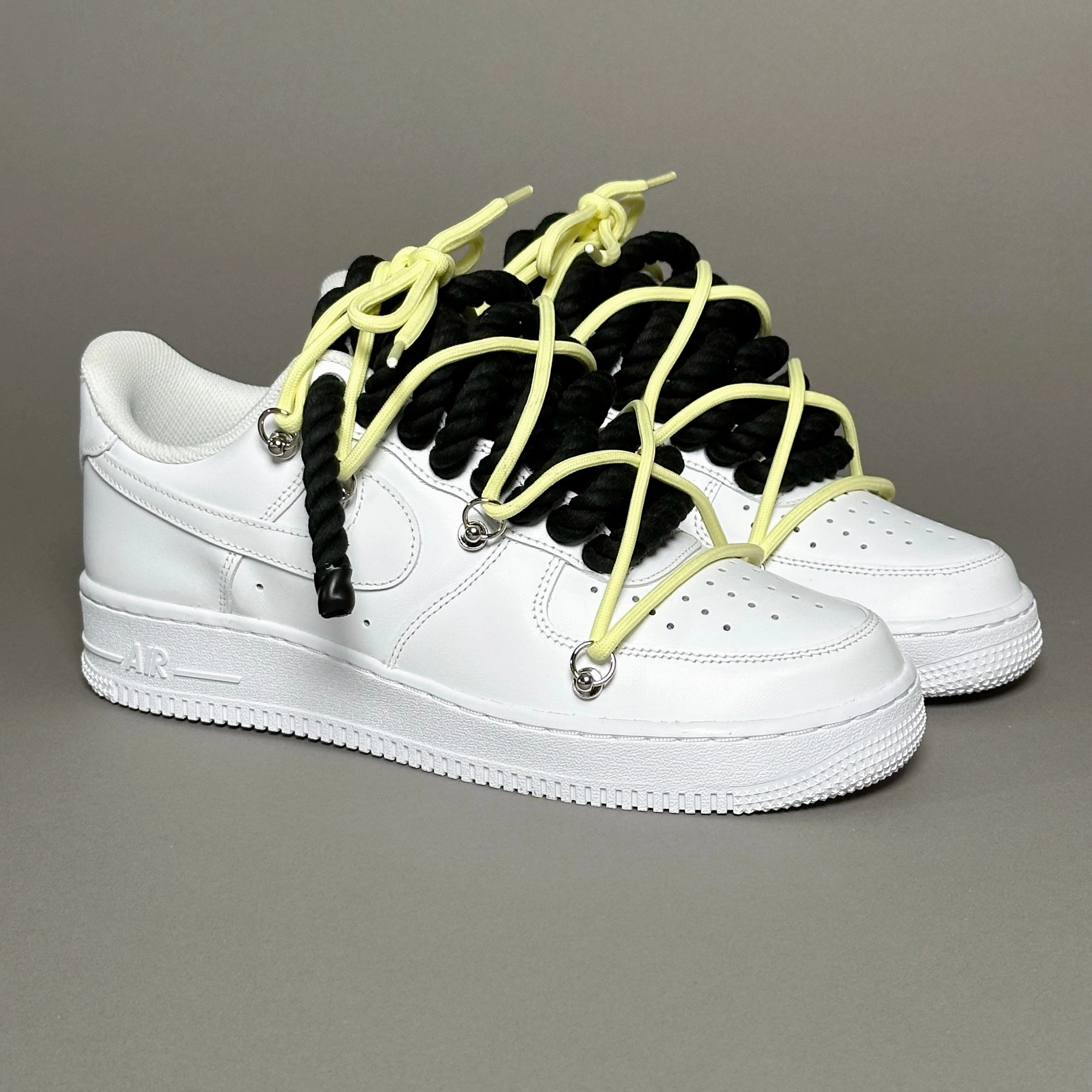 Nike Air Force 1 Rope Laces Black??Triple Yellow V1 Heel support cup