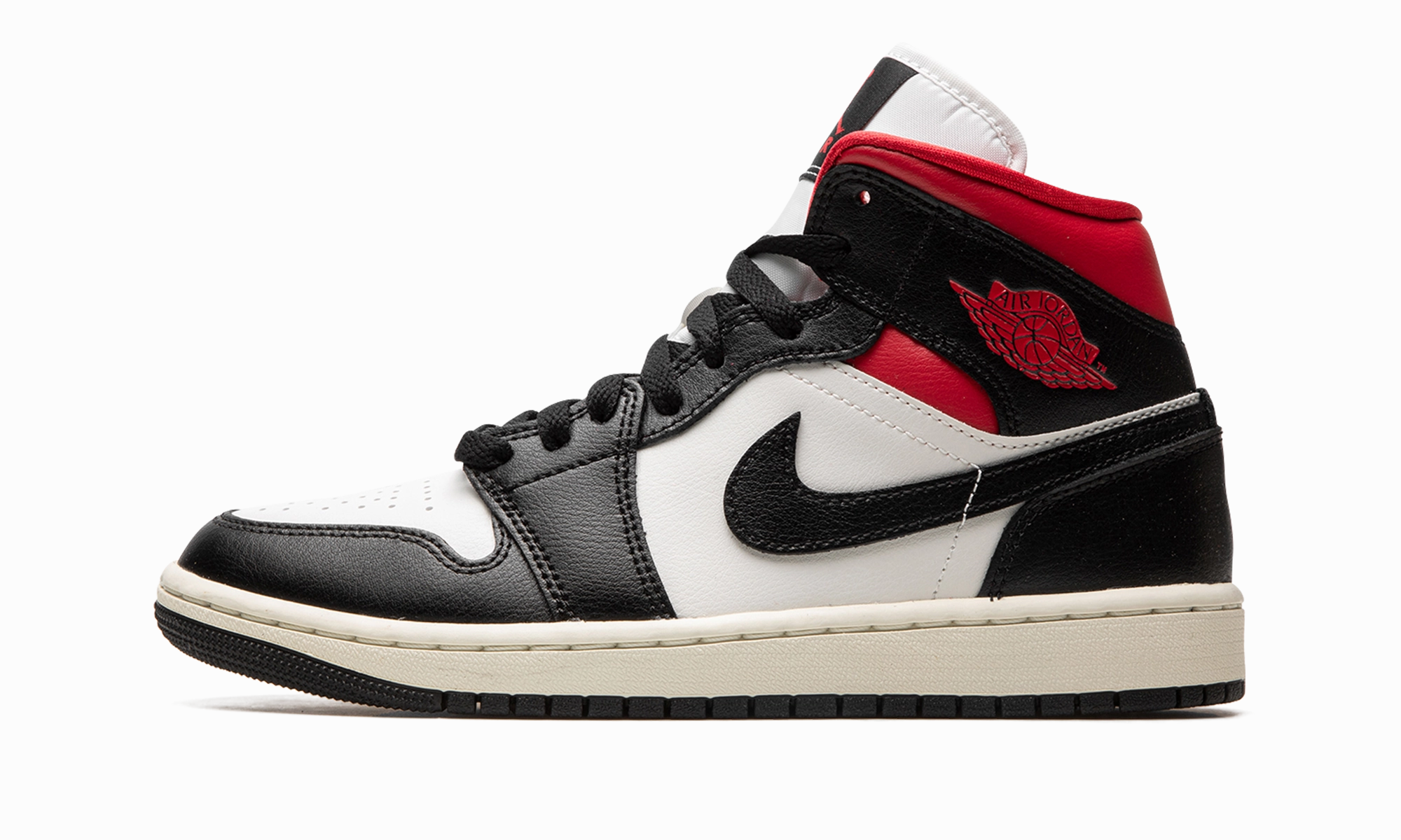 AIR JORDAN 1 MID WMNS "Black / Gym Red / Sail" All-around silhouette