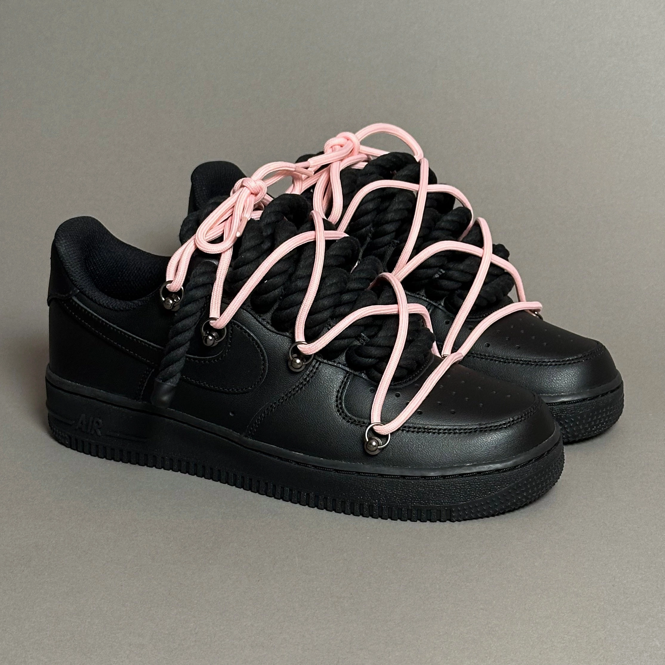 rough - surface shoes Nike Air Force 1 Rope Laces??Triple Black