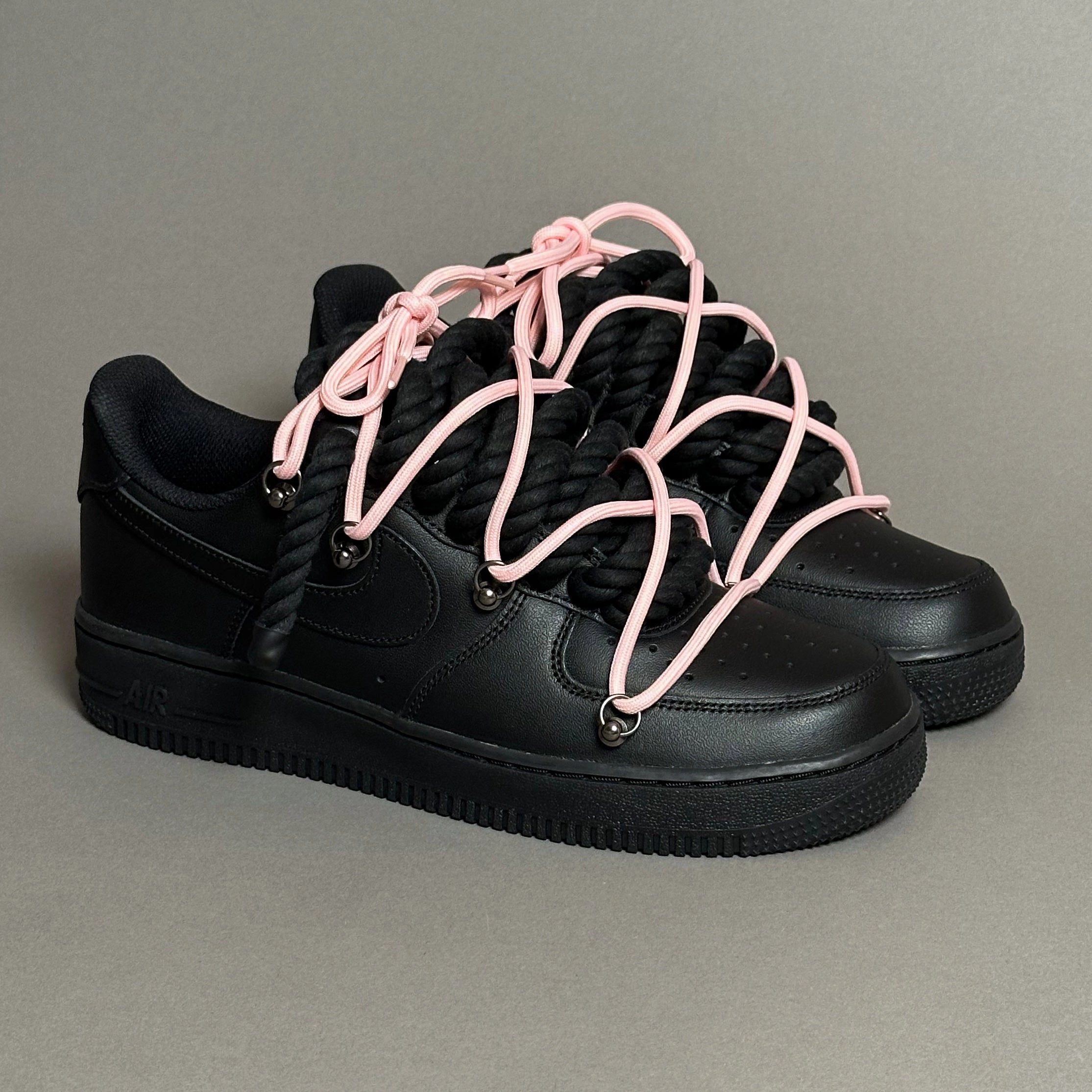 Nike Air Force 1 Rope Laces??Triple Black camping shoes Convenient