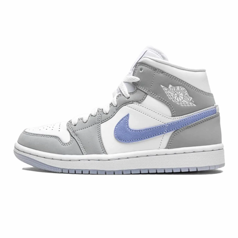 Upgraded cushioning Fast Step Air Jordan 1 Mid Wolf Grey Aluminium