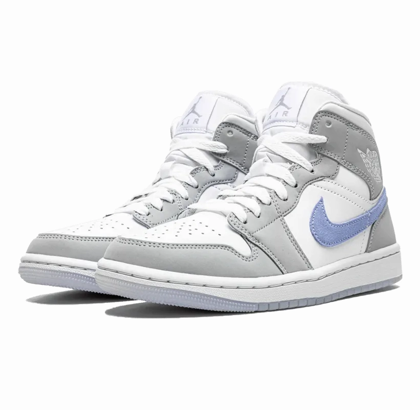 Air Jordan 1 Mid Wolf Grey Aluminium running in city shoes Supportive footwear
