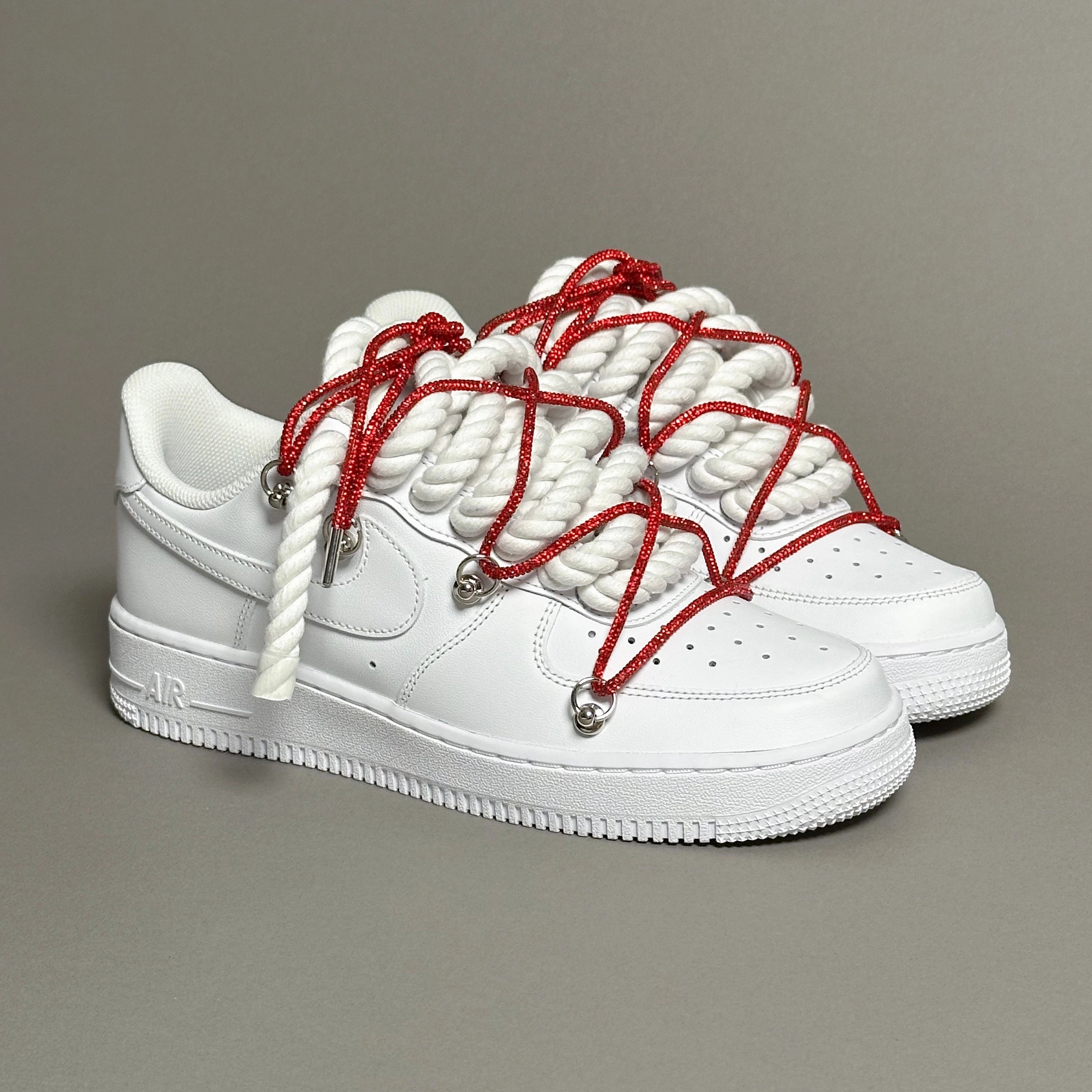 Nike Air Force 1 Rope Laces White??Triple Swarovski Red V1 Stable Cushion