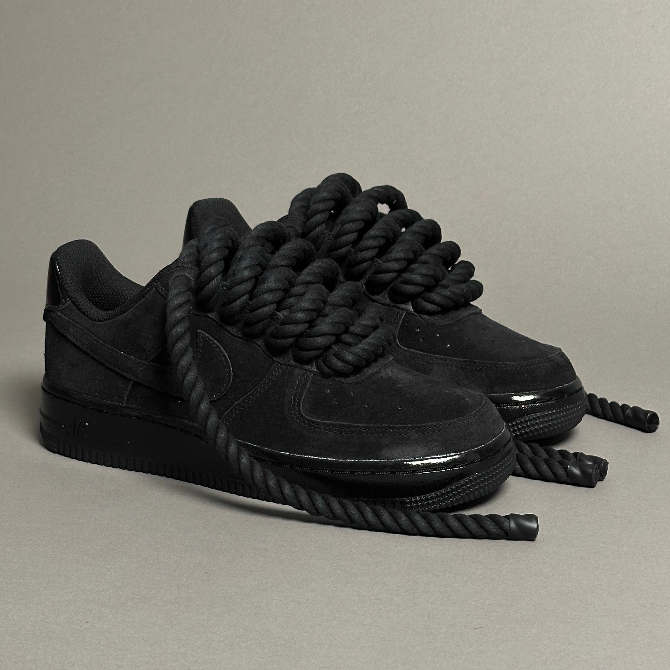 Retro Nike Air Force 1 Vanta Black "Rope Laces Black" V2