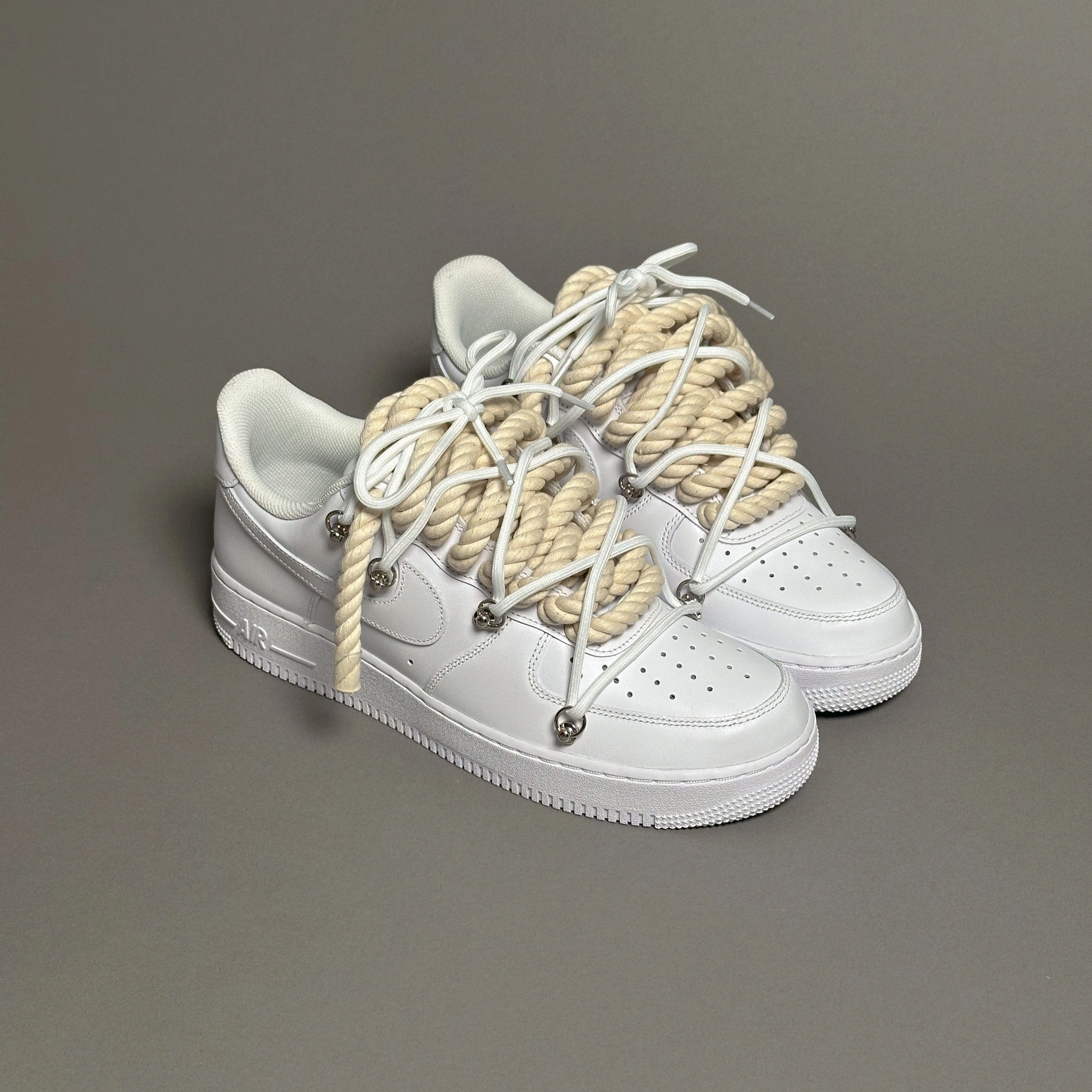 Open Toe Design unisex shoes Nike Air Force 1 "Rope Laces Cream"