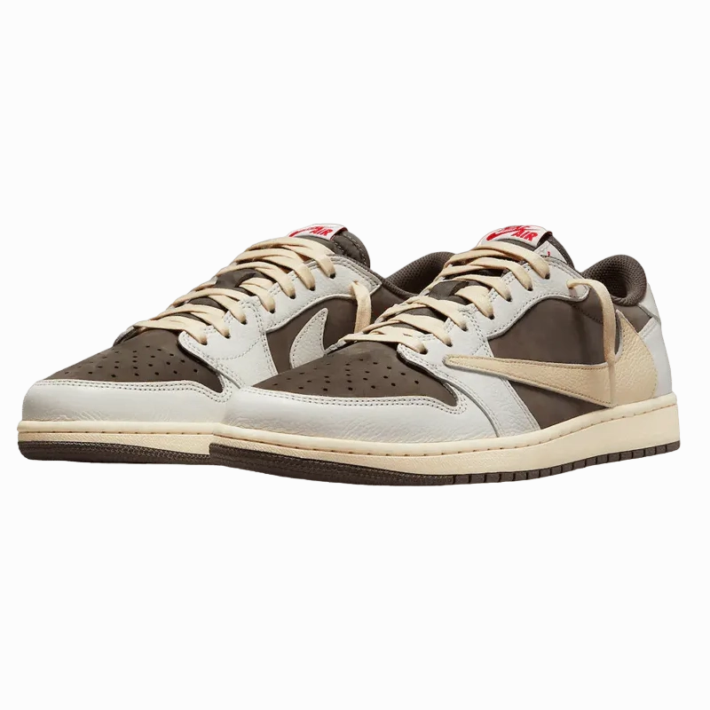 Air Jordan 1 X Travis Scott Low Reverse Mocha running in wet tracks shoes
