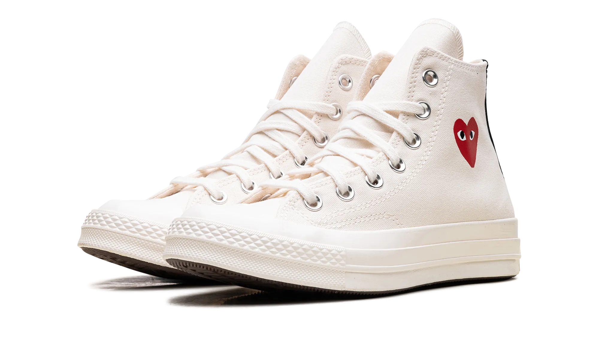 Rain Jog Train Step Chuck Taylor All Star 70 High "Comme des Garcons PLAY - Small Red Heart Beige"