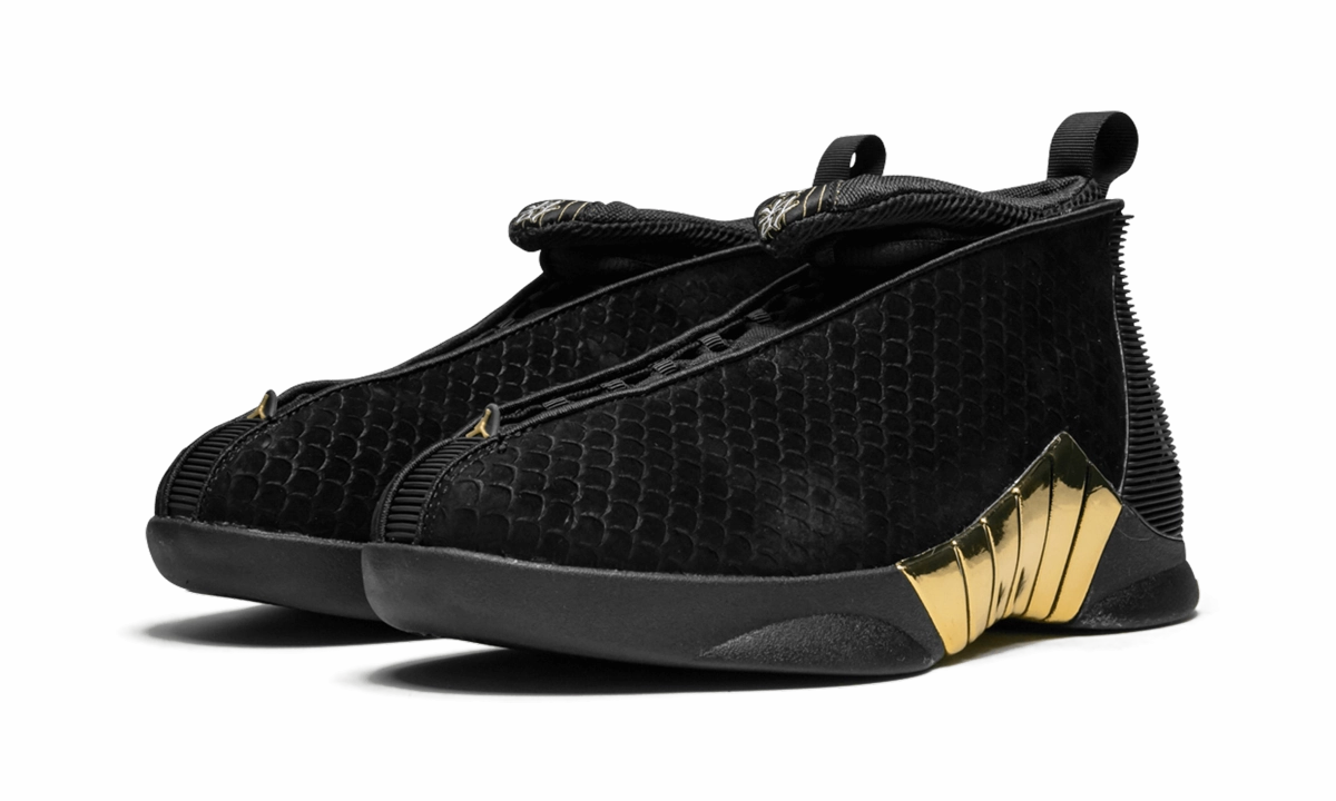 Smooth Form Air Jordan 15 Retro DB GS "BLACK WHITE - METALLIC GOLD"