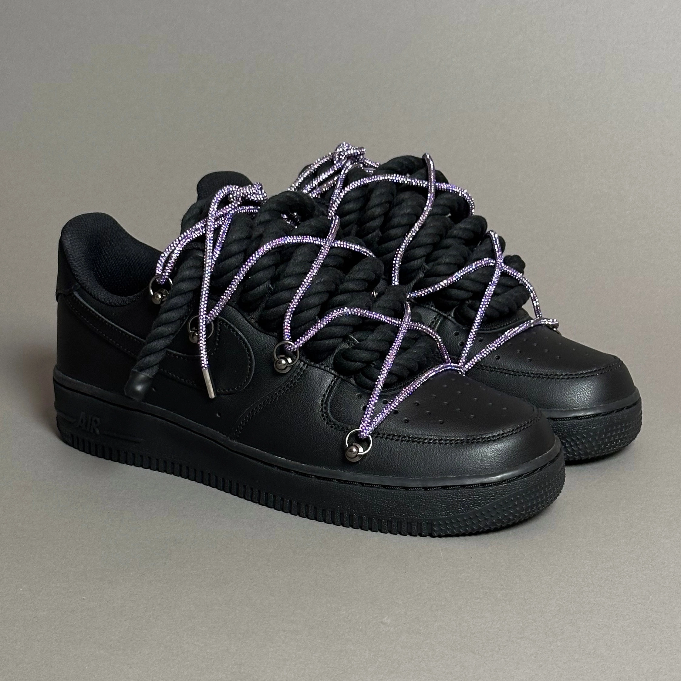 easy - to - carry warm - weather running shoes Nike Air Force 1 Rope Laces Black" Triple Swarovski Purple V1
