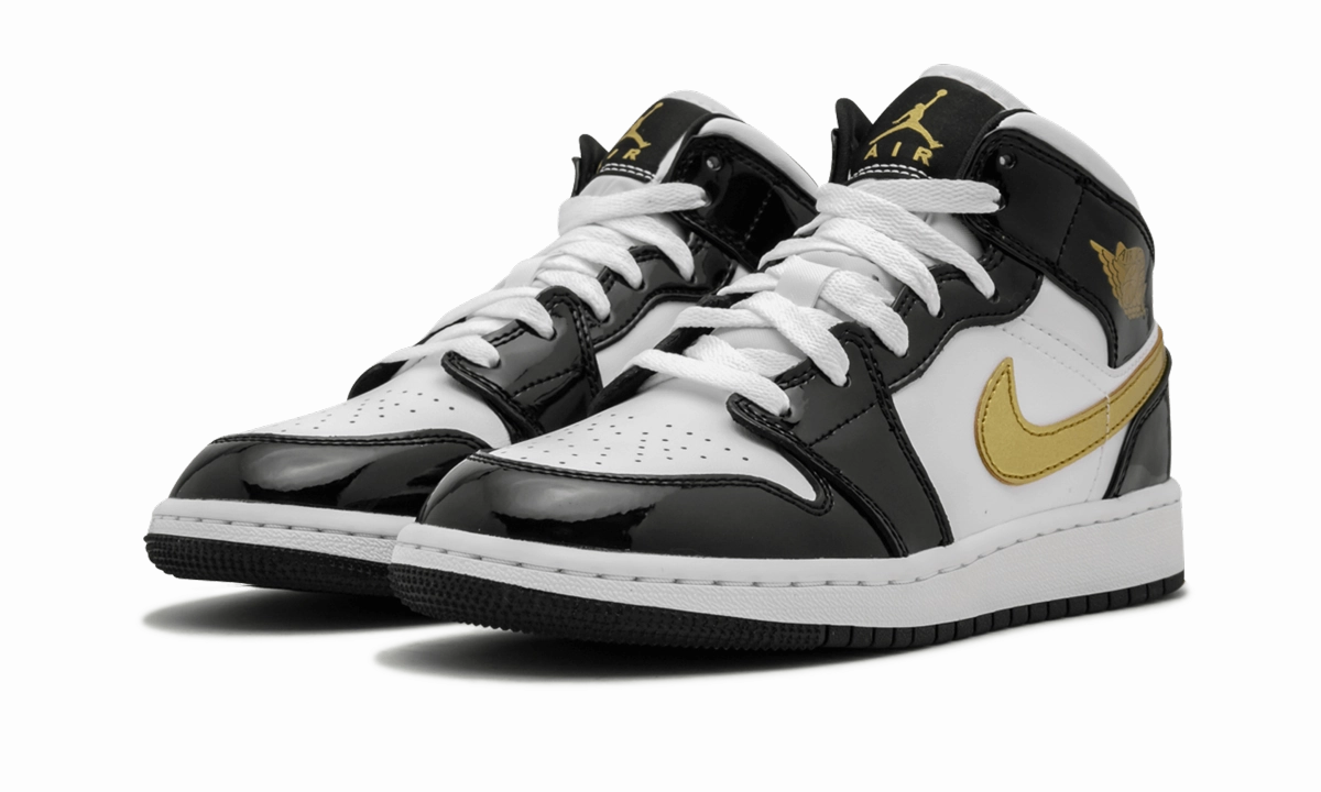 Air Jordan 1 Mid SE GS "Black Gold Patent Leather" Ultra-soft shock absorption Cool Touch