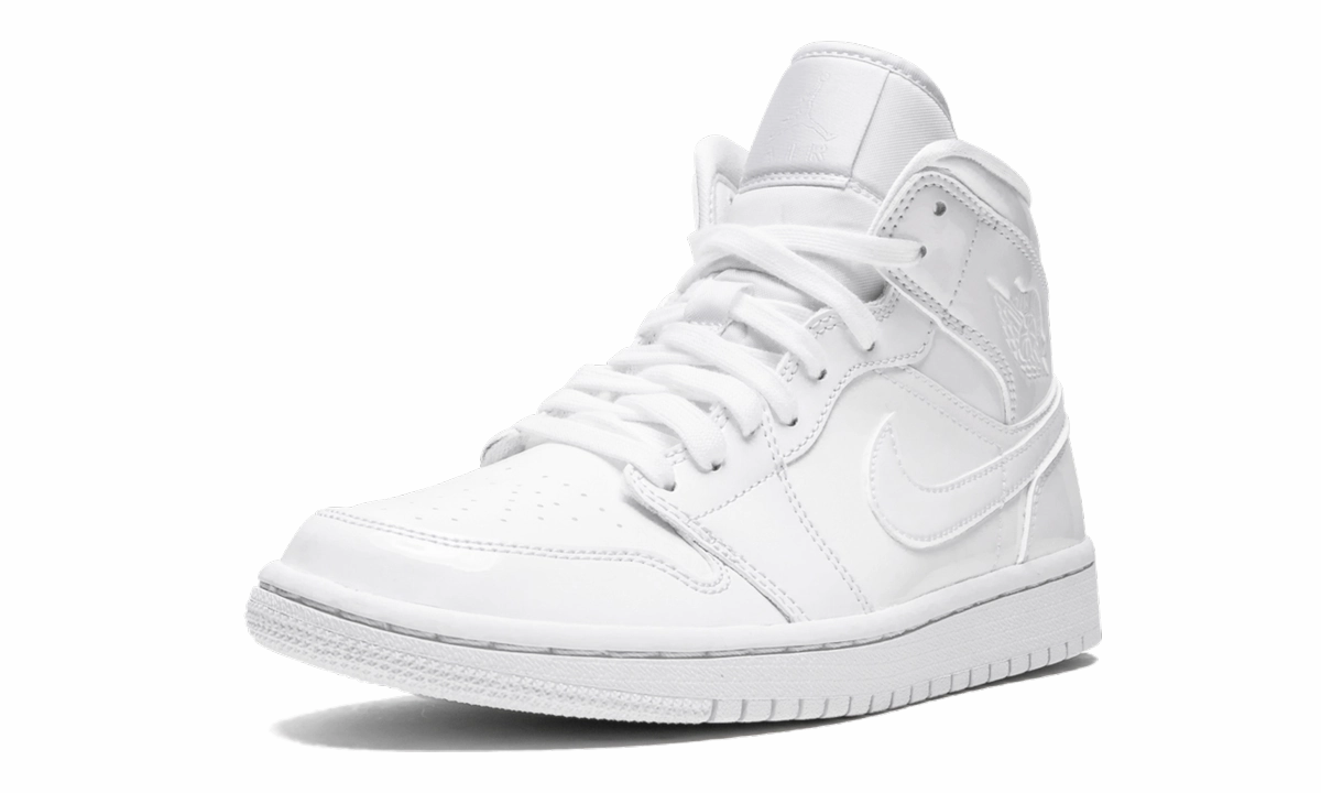 AIR JORDAN 1 MID WMNS "Triple White Patent Leather" Durable piece