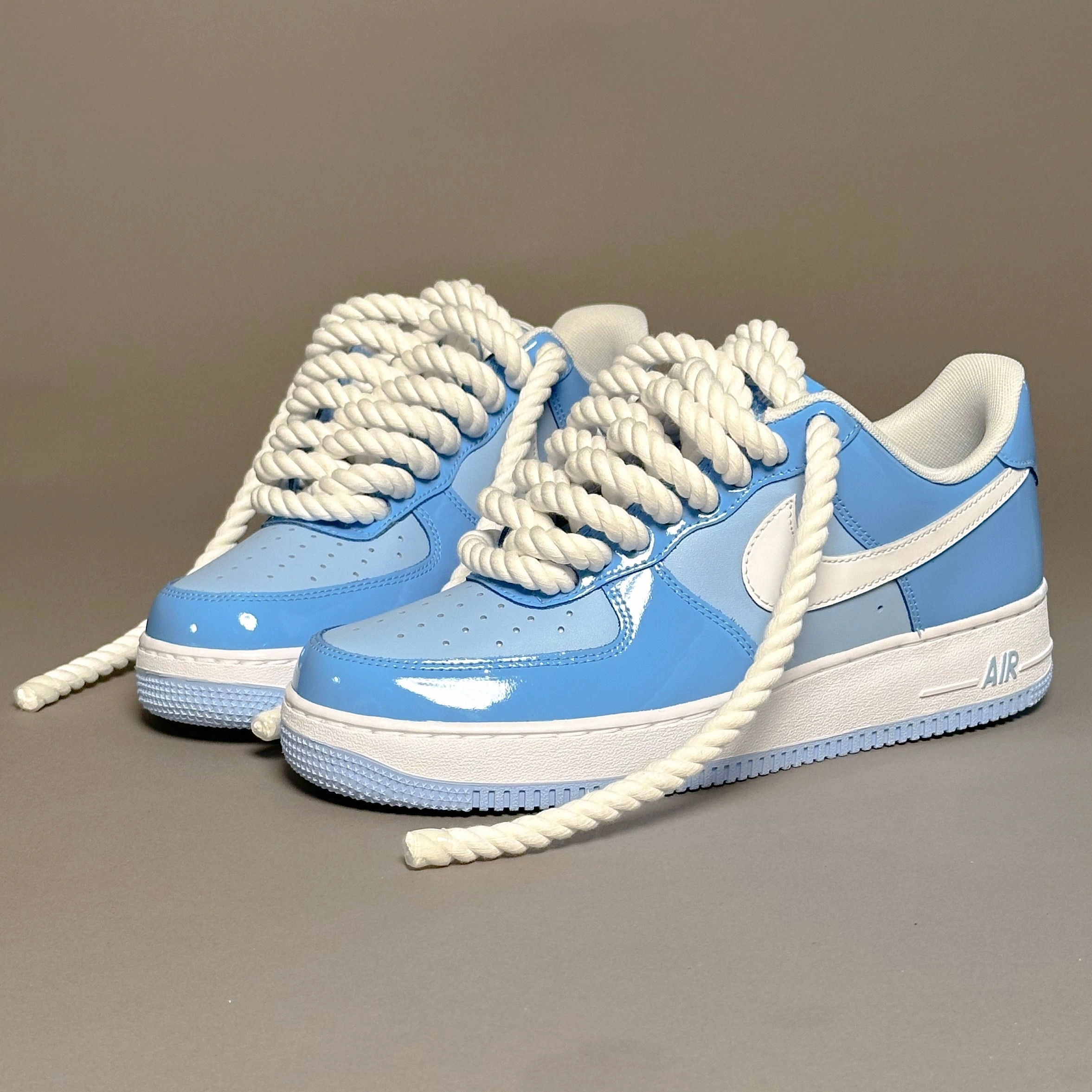 stain - resistant - coating - durability shoes short - distance running choice Nike Air Force 1 Patent Sky "Rope Laces White" V2