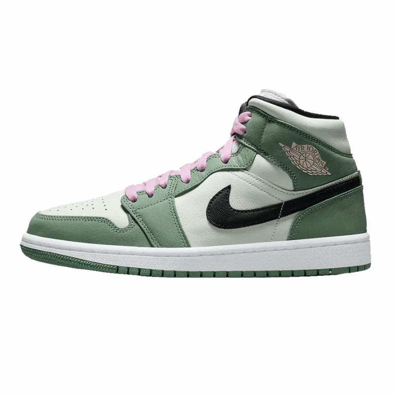 Air Jordan 1 Mid SE Dutch Green running on the beach grass running footwear