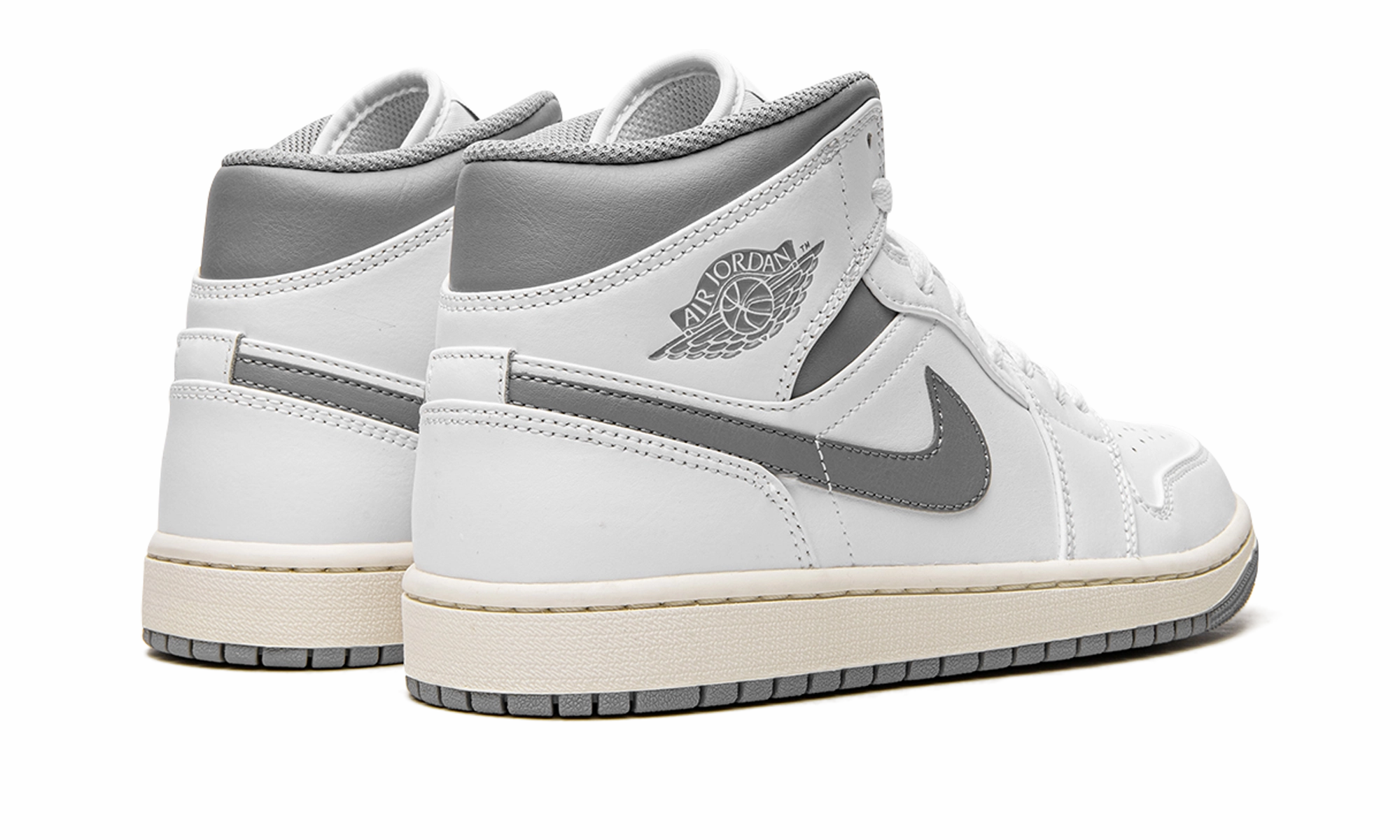 Air Jordan 1 Mid "White / Stealth Grey" Gym-Friendly Lightweight Support