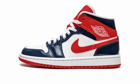 AIR JORDAN 1 MID WMNS "Patent Leather Navy / White / Red" Active Movement Slim wear