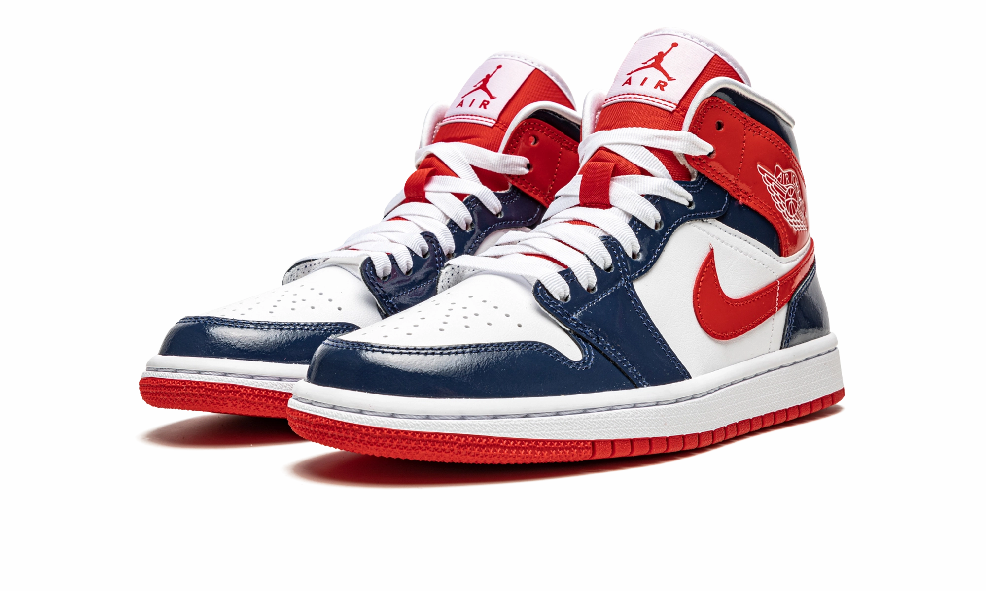 AIR JORDAN 1 MID WMNS "Patent Leather Navy / White / Red" Running Comfort