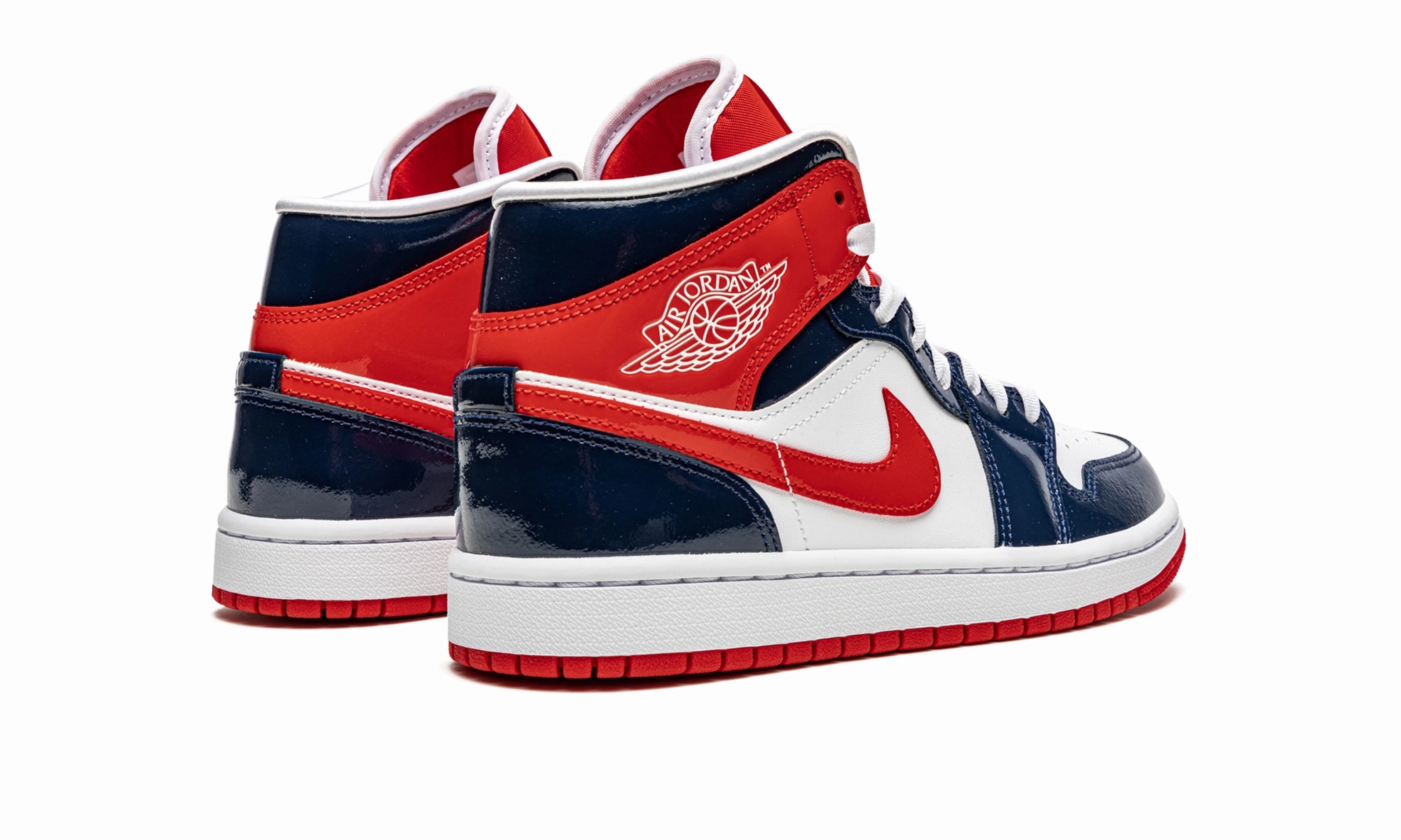 AIR JORDAN 1 MID WMNS "Patent Leather Navy / White / Red" Smart Chic Core Design