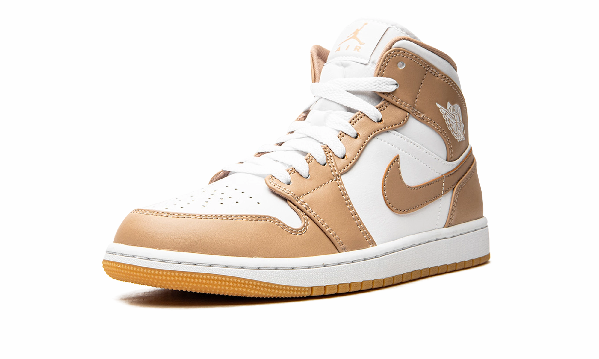 Air Jordan 1 Mid "Tan / Gum" Synthetic Finish Superior Cushioning