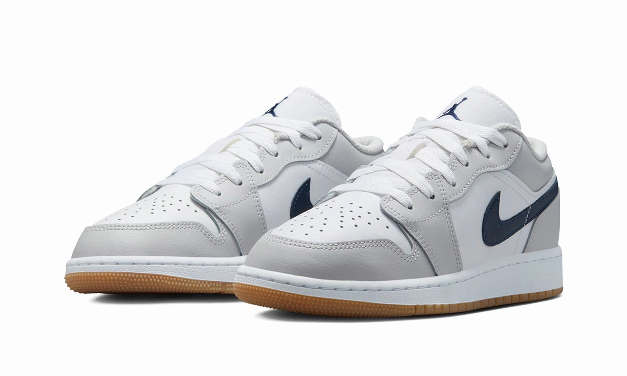Cushioned Design Jordan 1 Low GS "White Neutral Grey Gum Midnight Navy"