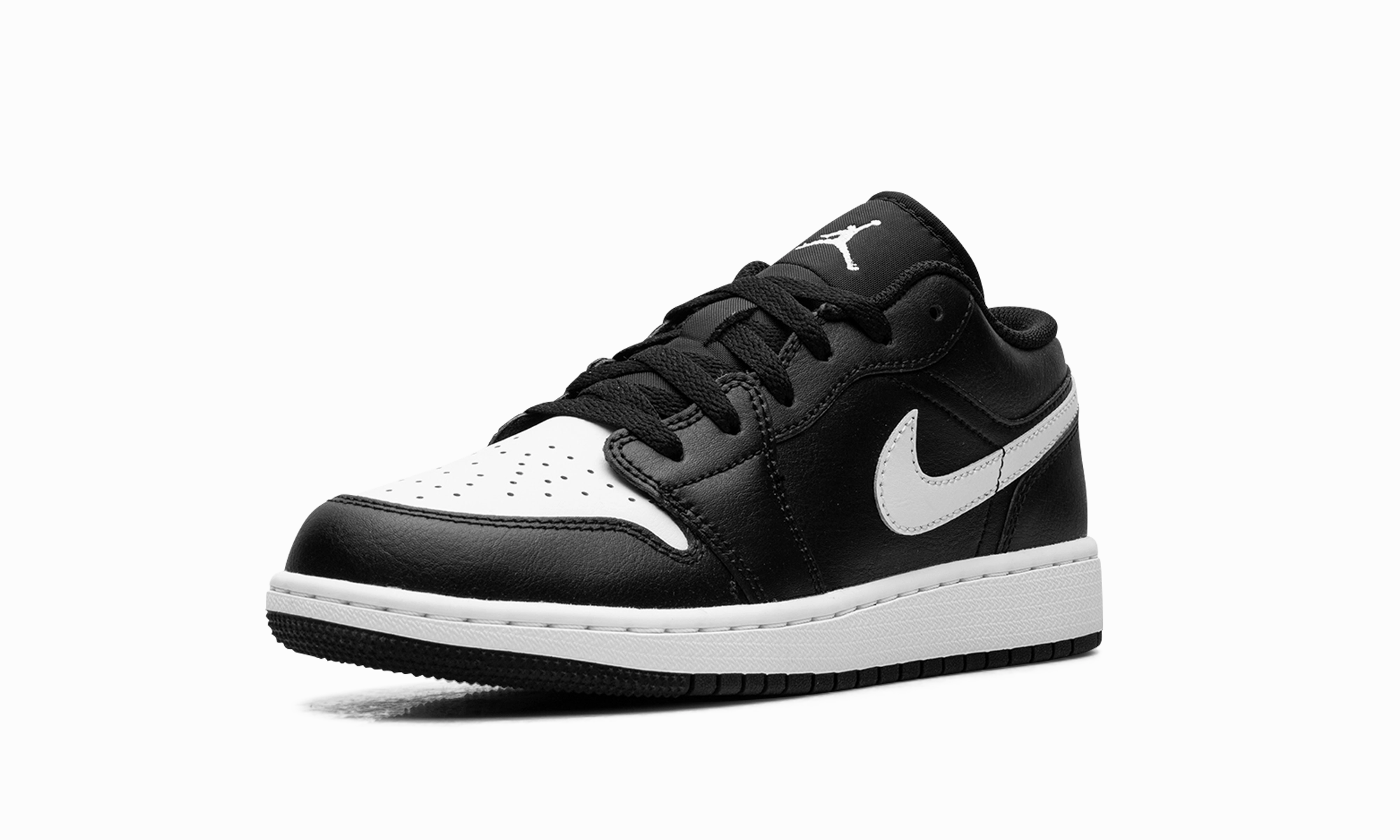 Jordan 1 Low GS "Black Summit White" Stitched Detailing