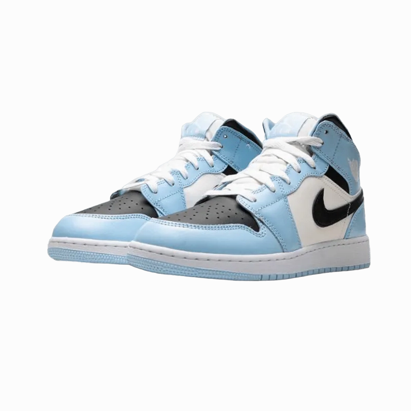 gel - filled - feature shoes Air Jordan 1 Mid Ice Blue (GS)