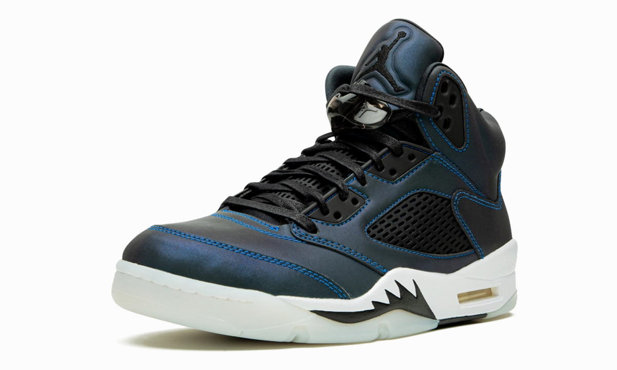 AIR JORDAN 5 RETRO WMNS "Oil Grey" running in shaded tracks shoes interval