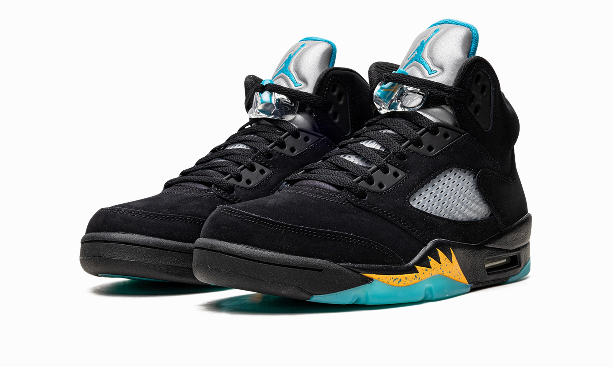 Air Jordan 5 "Aqua" running in a swimming pool area shoes
