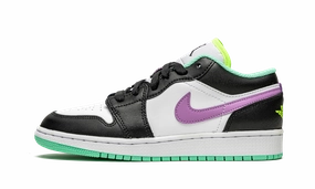 Air Jordan 1 Low GS "Black / Violet Shock / Green Glow" Vibrant sole Quick piece