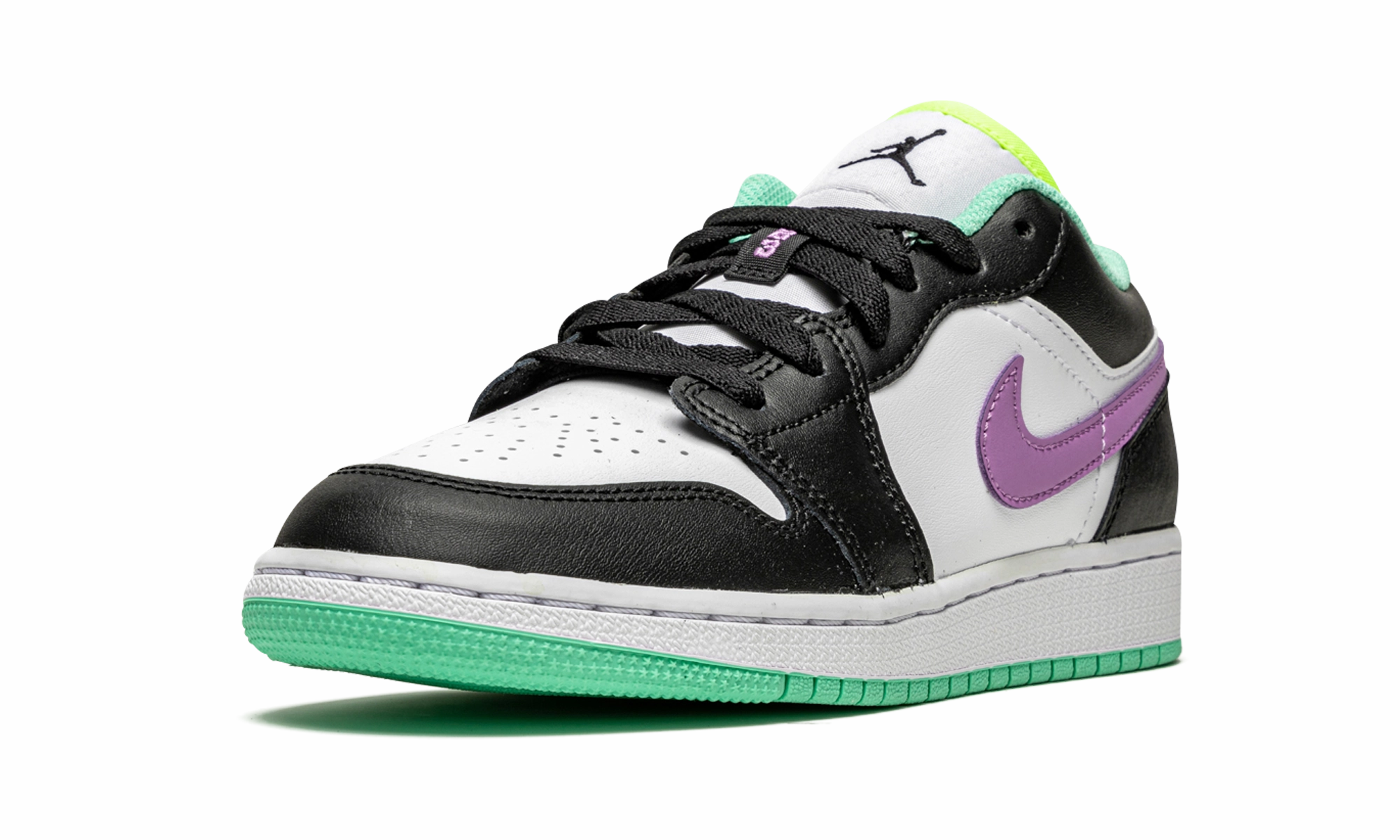 Supportive Fit Air Jordan 1 Low GS "Black / Violet Shock / Green Glow"