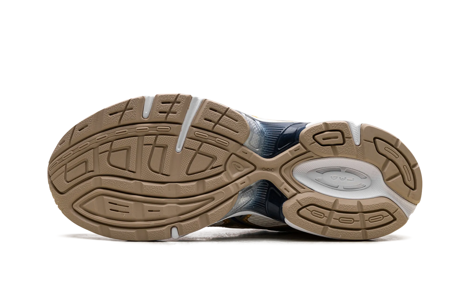 Gel-1130 "Cream Pure Silver Gold Blue" hilly running shoes