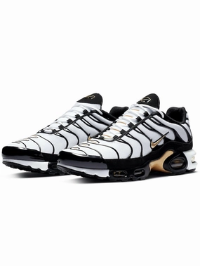 Nike Air Max Plus TN White Black Metallic Gold locally - sourced Stress - relief