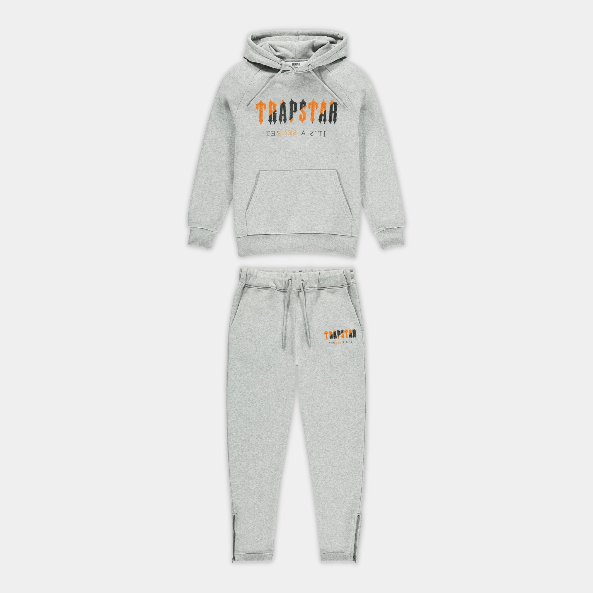Weather resistant Trapstar Chenille Decoded Tracksuit - Grey & Orange