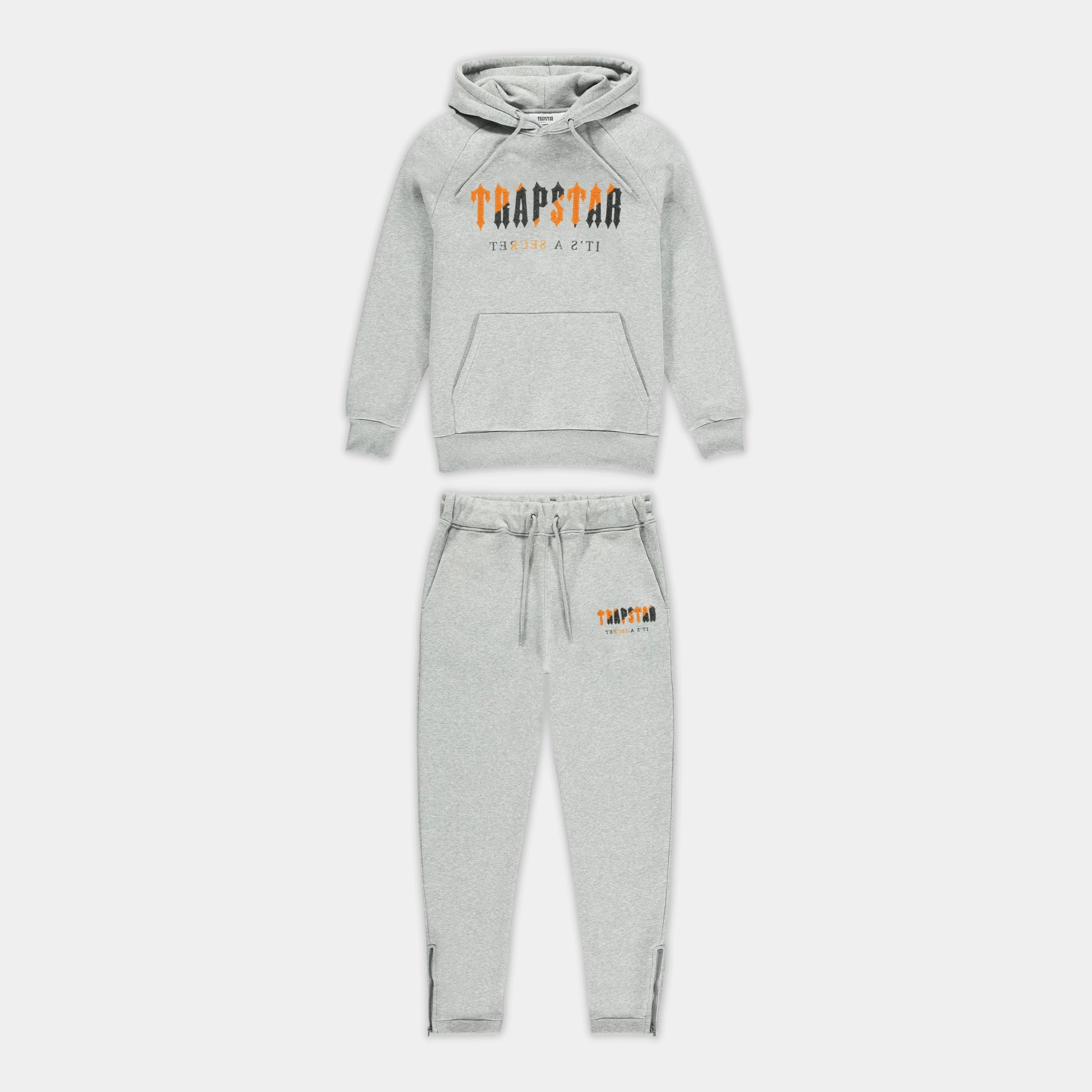 Stable Walk Trapstar Chenille Decoded Tracksuit - Grey & Orange