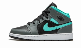 custom-fit Air Jordan 1 Mid GS "Grey / Aqua"