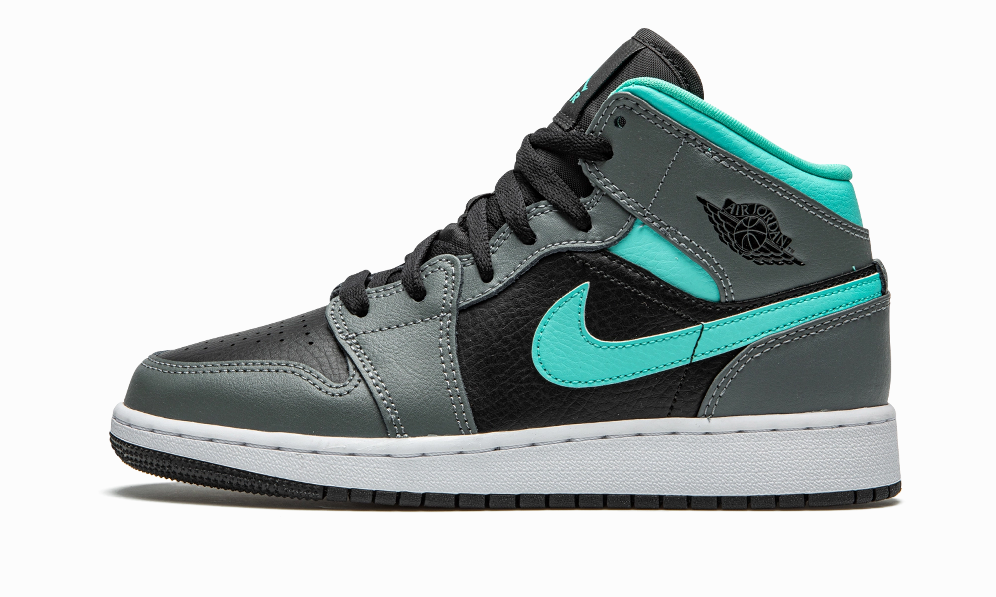 custom-fit Air Jordan 1 Mid GS "Grey / Aqua"