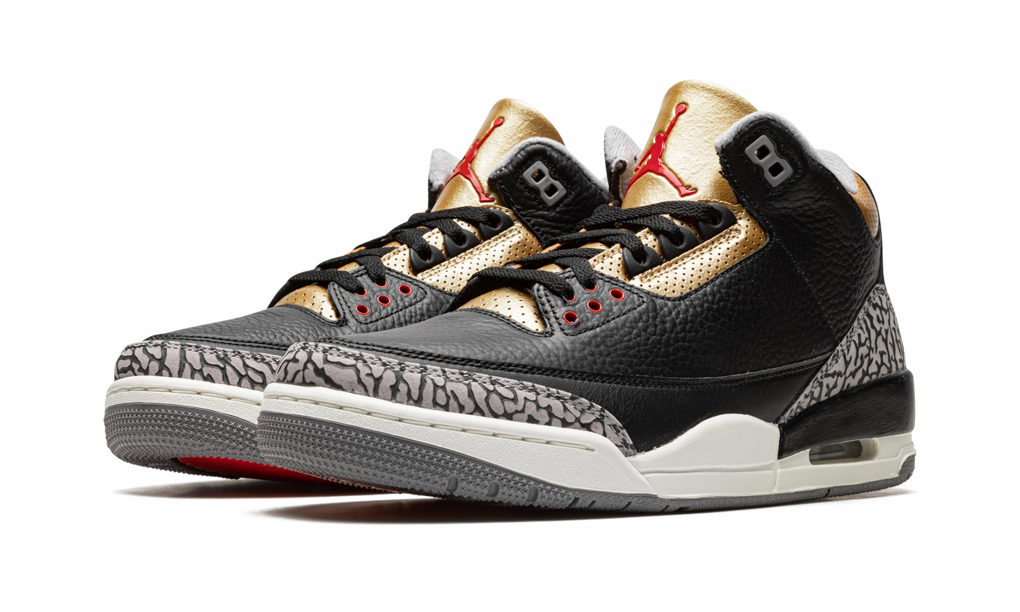 Multi-functional performance Ergonomic Shape AIR JORDAN 3 WMNS "Black Cement Gold"