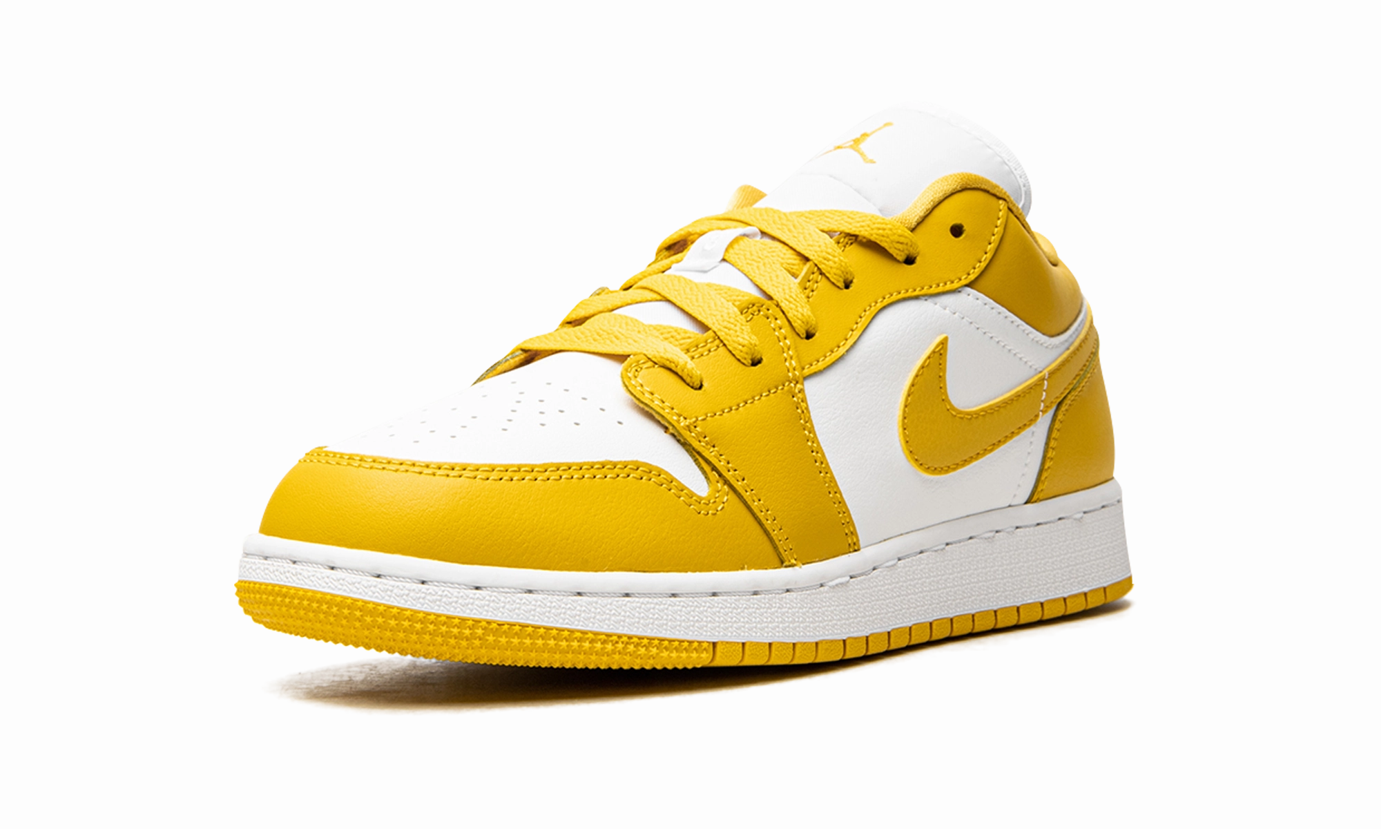 Knit Fabric Layered silhouette Jordan 1 Low GS "White / Pollen"