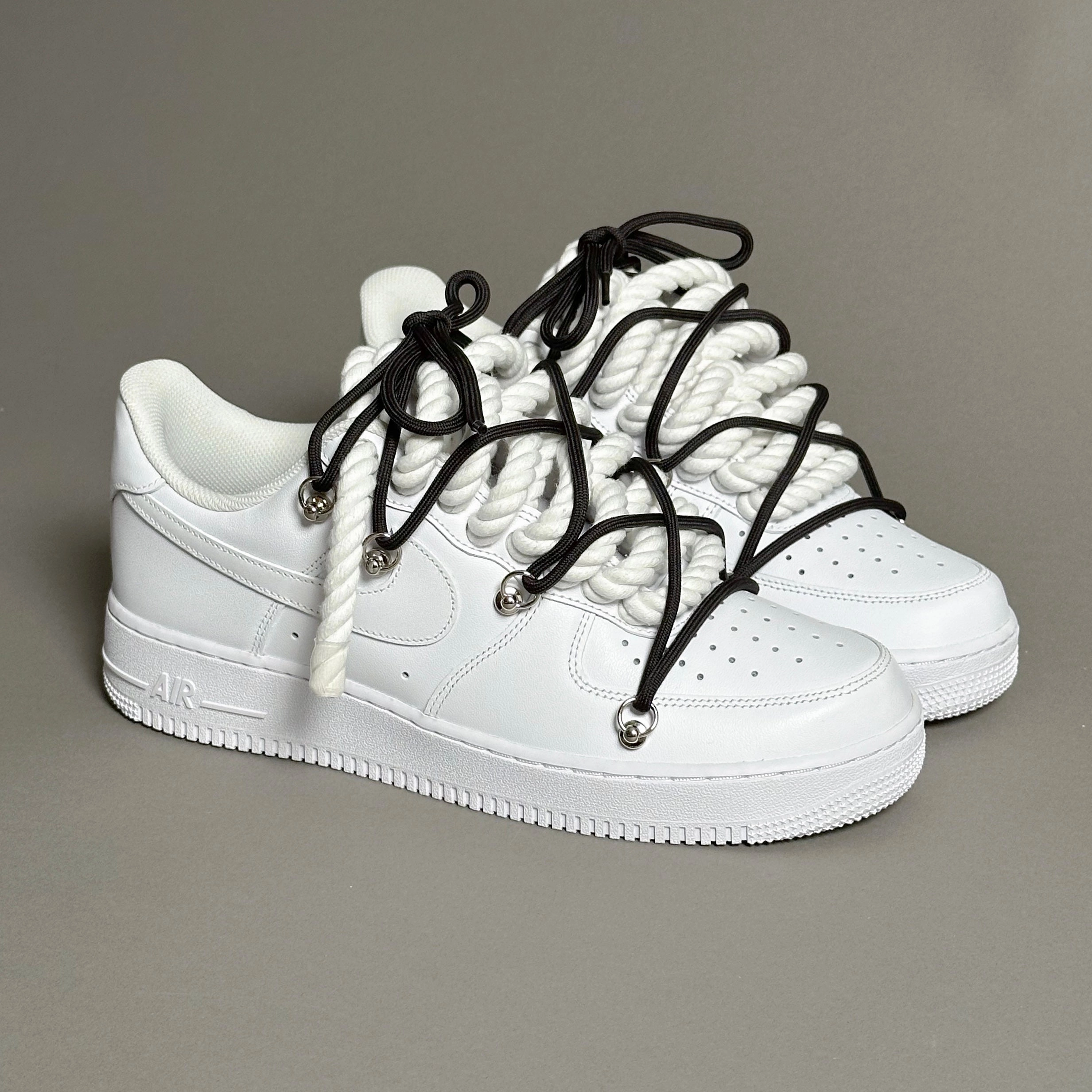 Nike Air Force 1 Rope Laces White??Triple Black V1 sprinters' shoes
