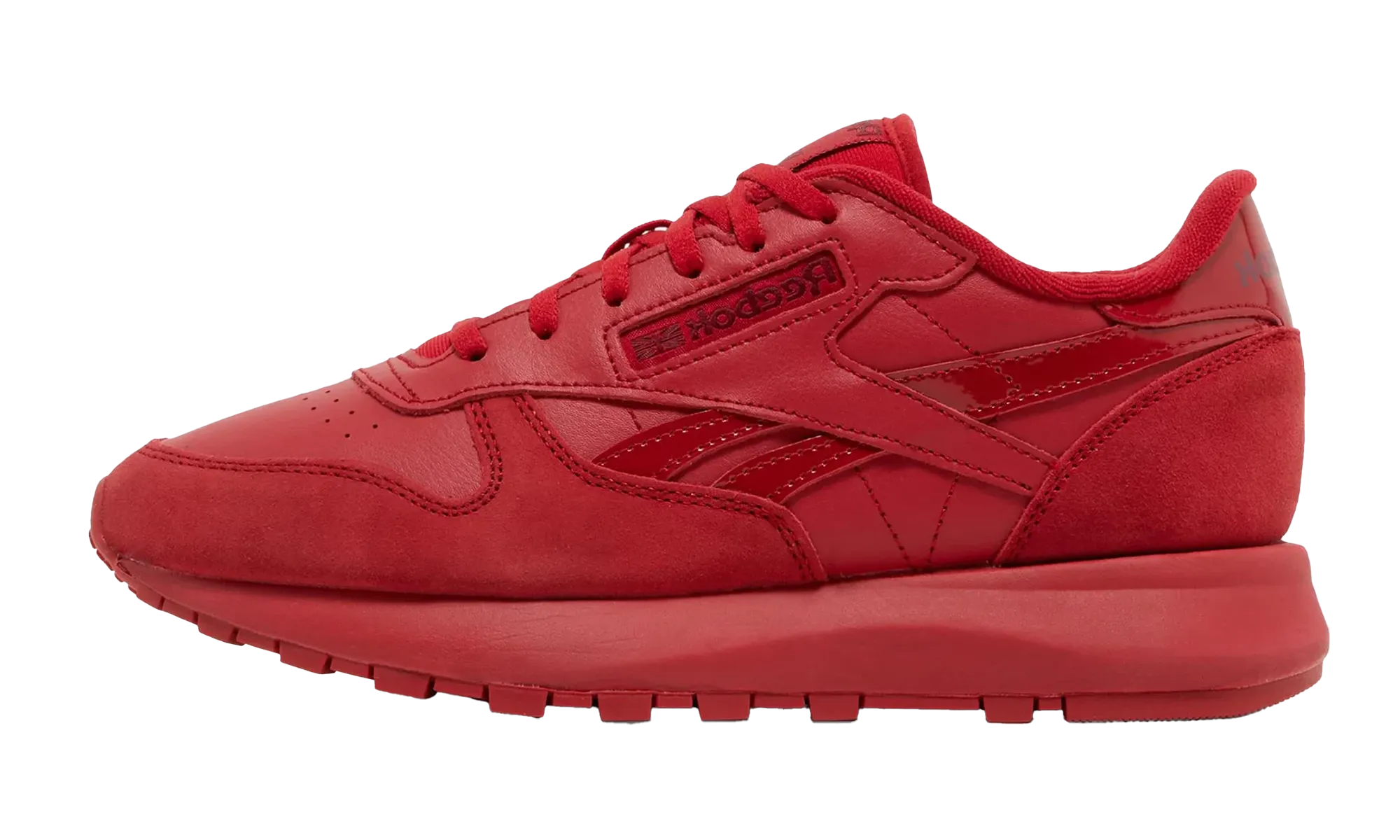running with a maximalist style coronation - themed running shoes Classic Leather Sp WMNS "Red"