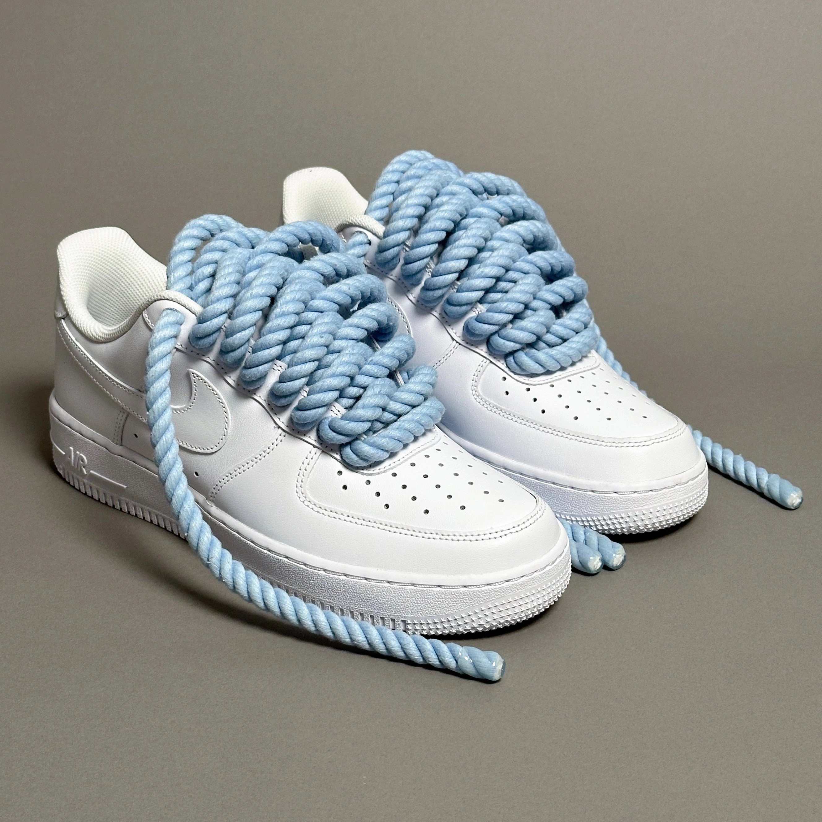 Nike Air Force 1 "Rope Laces Light Blue Tint" V2 running in a ski lift area shoes heel - cup insole shoes