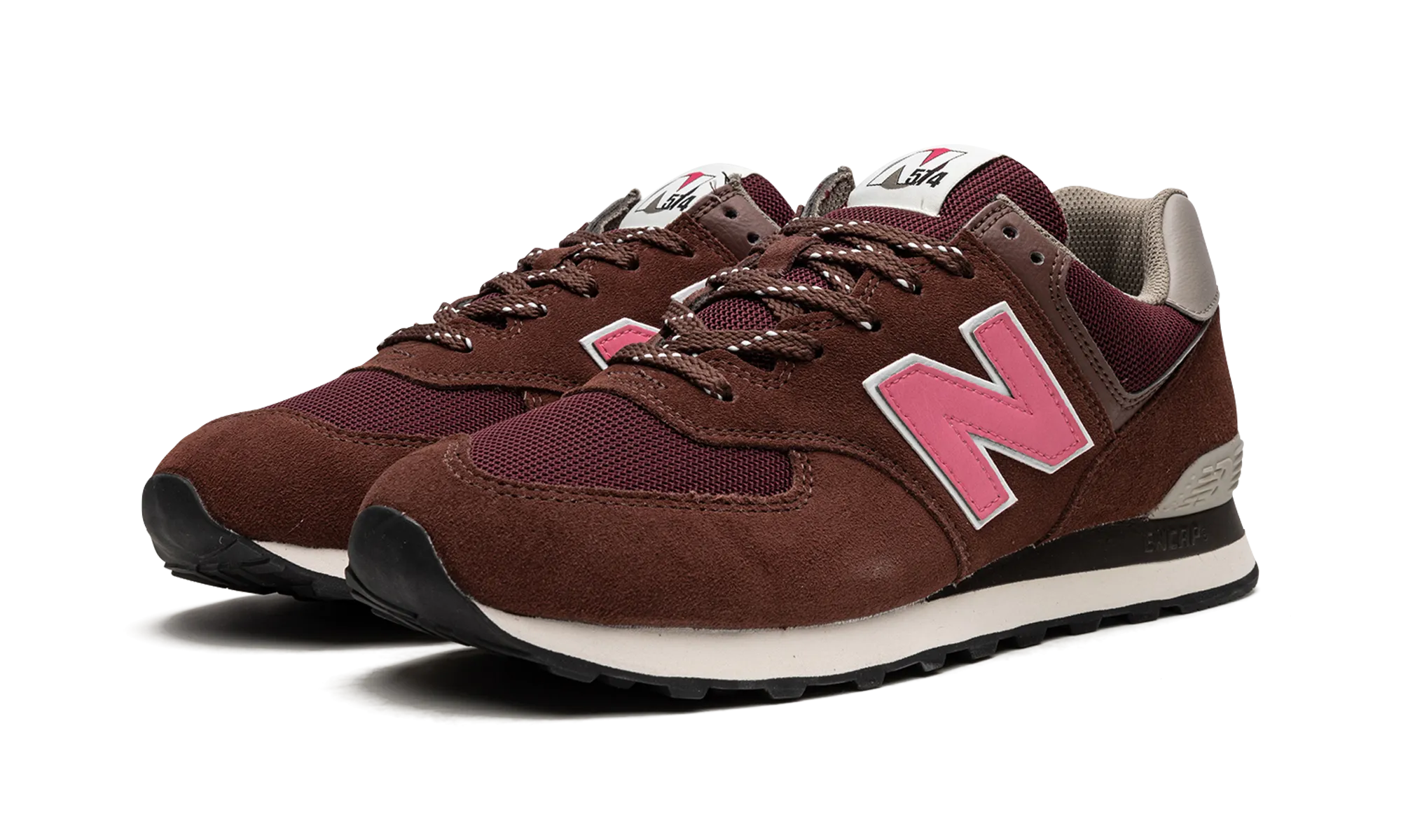 full - length running option running in a train station area shoes 574 "Brown/Pink"