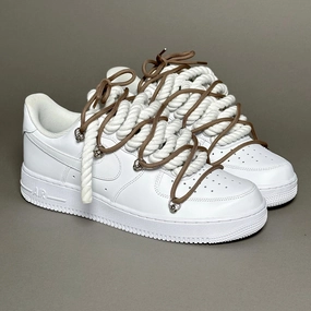 Nike Air Force 1 Rope Laces??Triple White suede upper