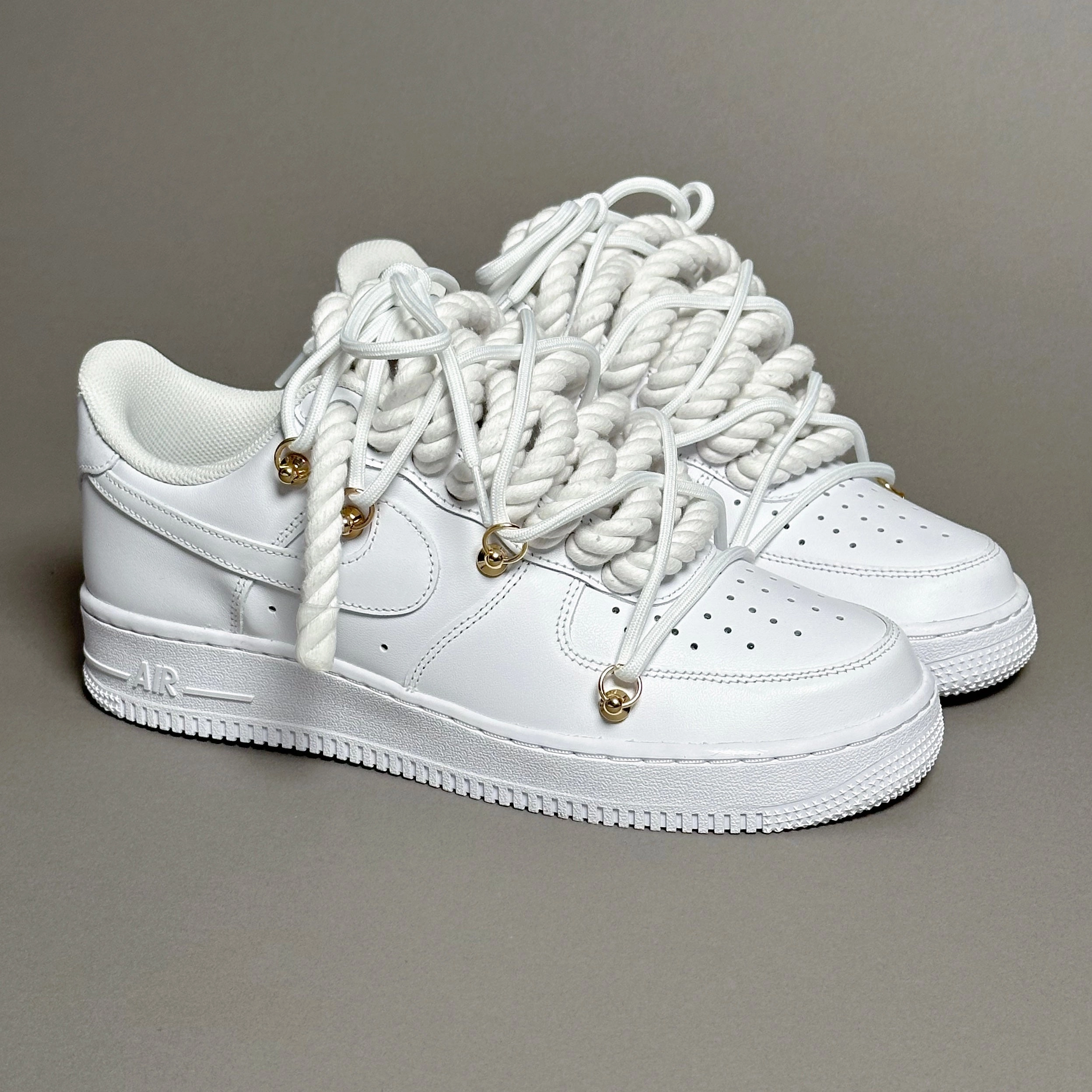 Nike Air Force 1 Rope Laces White??Triple White Gold V1 outdoor - workout running shoes Running Trail